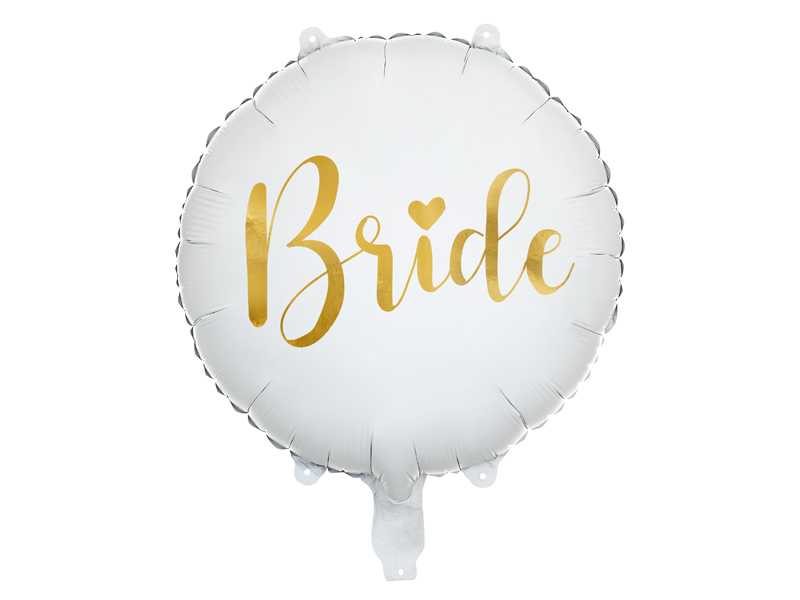 Folienballon "Bride", 45 cm - Weiß/Gold