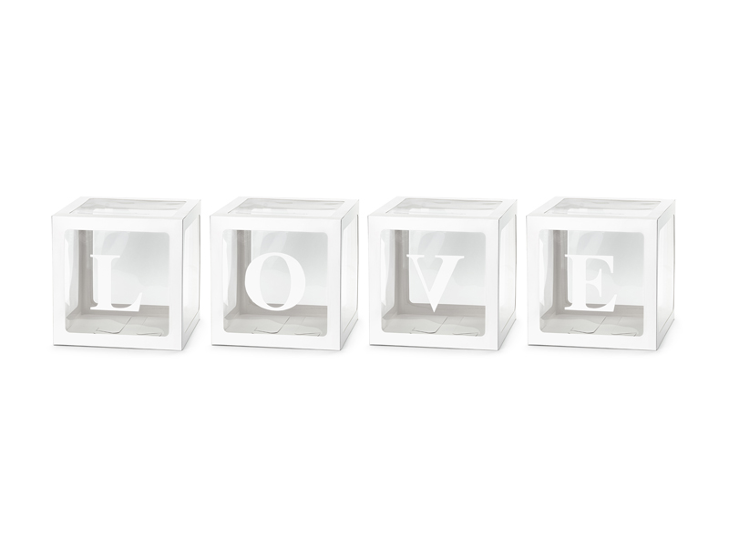 Dekoboxen "LOVE", 30x30 cm, weiß, 4 Stk.