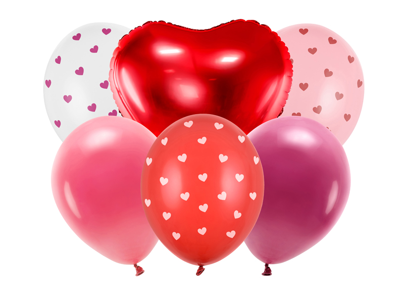 Luftballons 30cm, Valentinstag mix, 6 Stk.