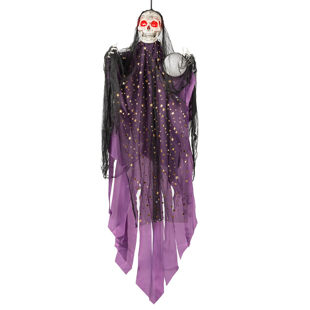 Skelett-Figur Wahrsagerin Licht und Sound 180 cm
