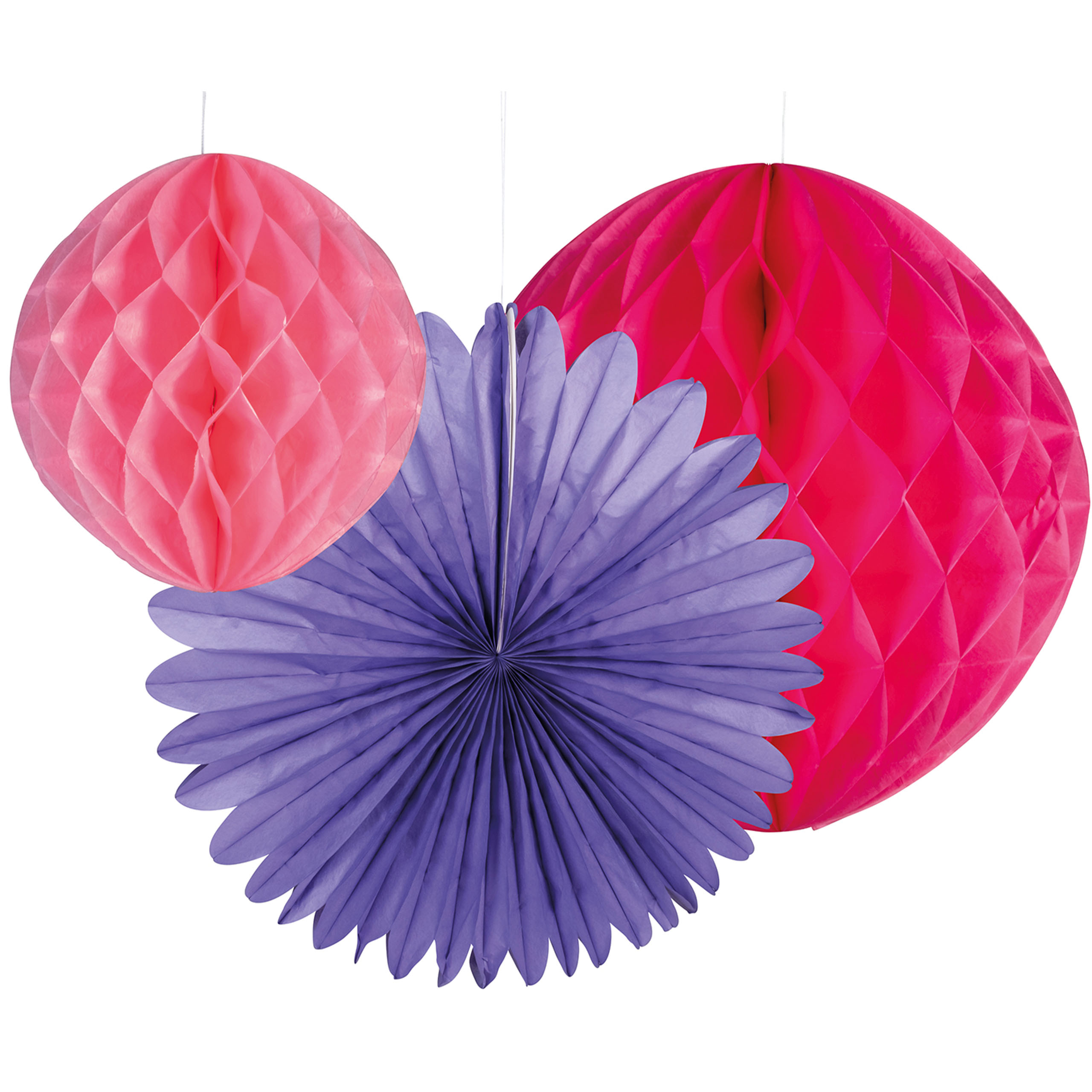 Dekofächer Lila/Rosa/pInk, 20-50cm - 3er Set