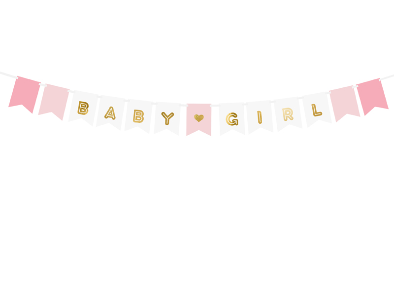 Banner Baby Girl, Rosa / Gold, 15 x 175 cm