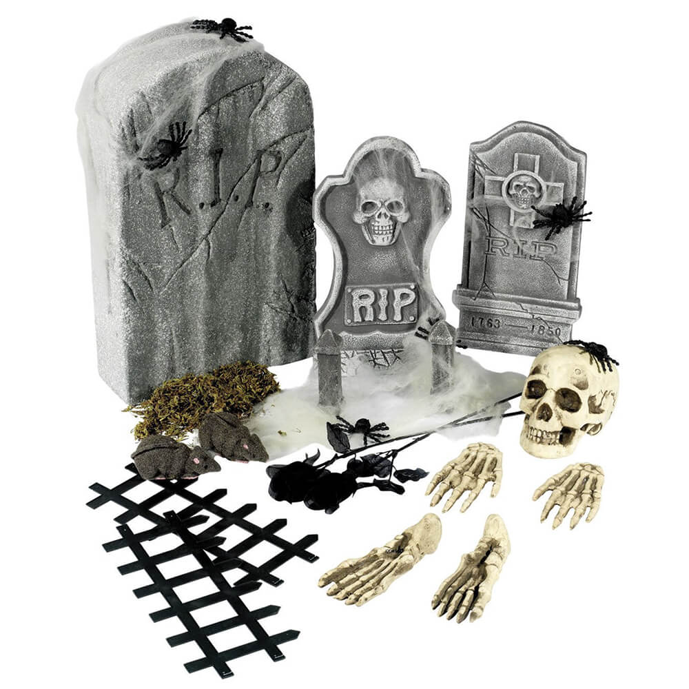 Friedhof Grabstein Skelett- 21-teilig