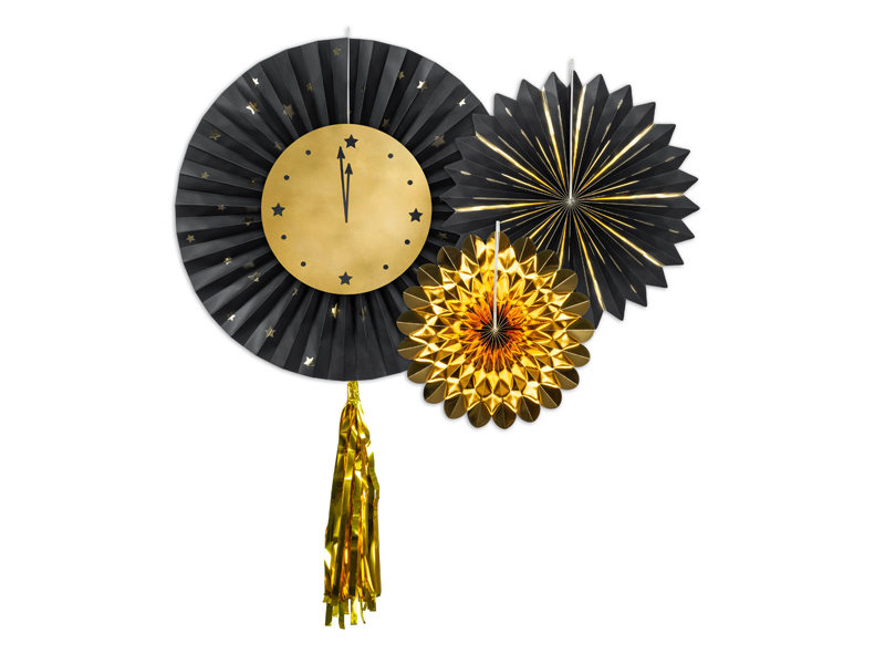 Fächer - "Gold-Uhr", 26 - 43 cm, 3er Set