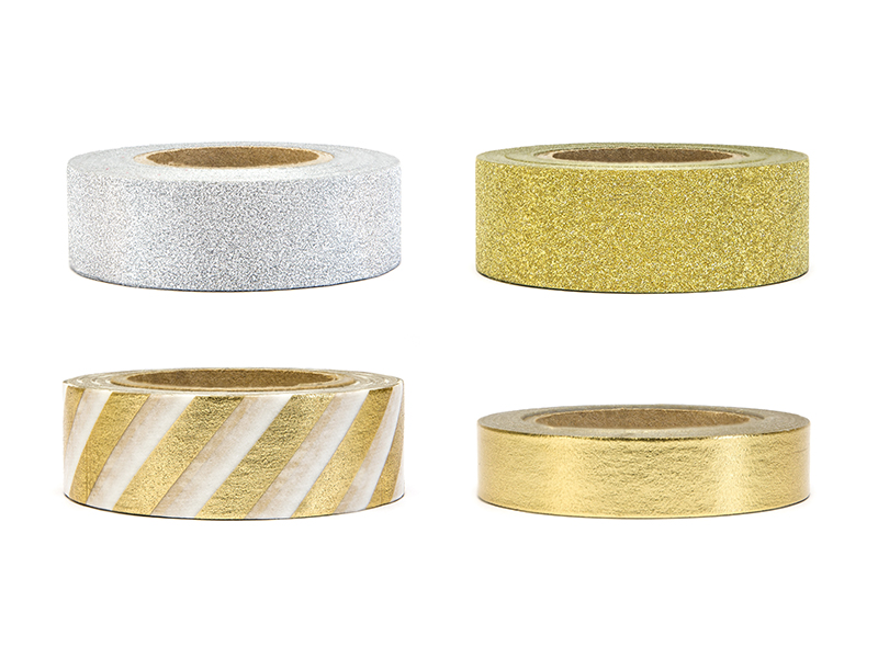 DTP2_01_S Dekoband Goldmix, 4er Set