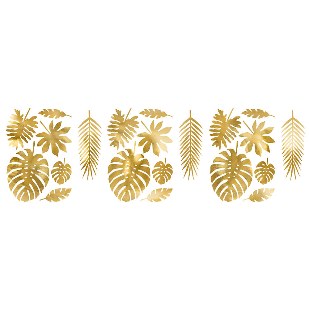 Dekoration Set Aloha - tropische Blätter, 21-teilig, gold