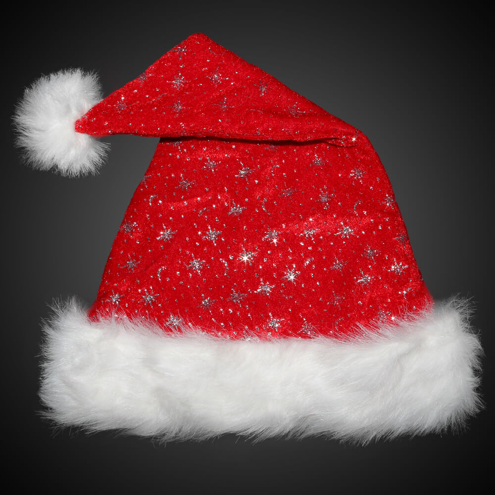 be485d352b7d6fef6493dbf11317a06a Weihnachtsmütze mit dickem Pelzrand und Glitzer
