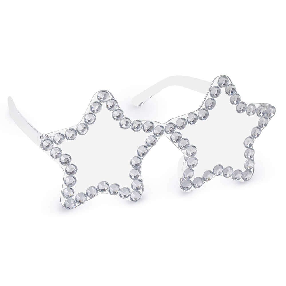 Partybrille Sterne mit Strasssteinen, Silber