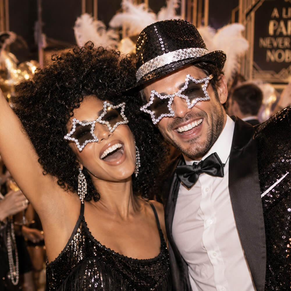 Partybrille Sterne mit Strasssteinen, Silber