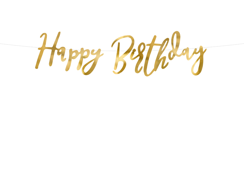 Banner Happy Birthday, Gold, 16,5 x 62 cm