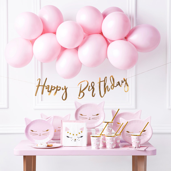 SP1827_01 Geburtstag Pink Cat Partyset