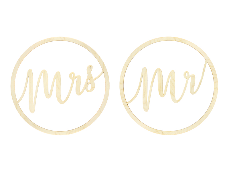 Deko-Aufhänger "Mr" &  "Mrs", Holz, ø ca. 38cm