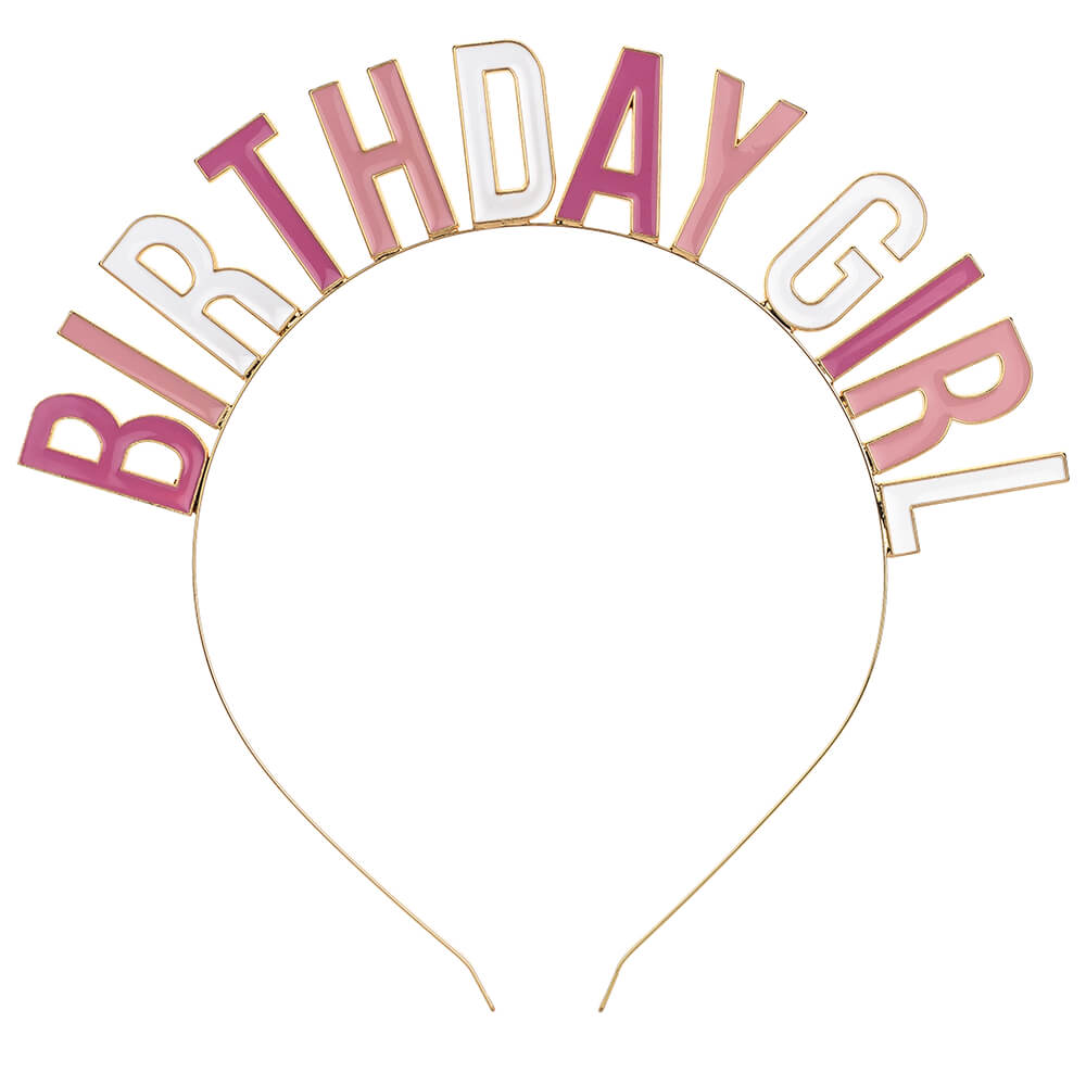 Haarreif „BIRTHDAY GIRL“ aus Metall, rosa mix