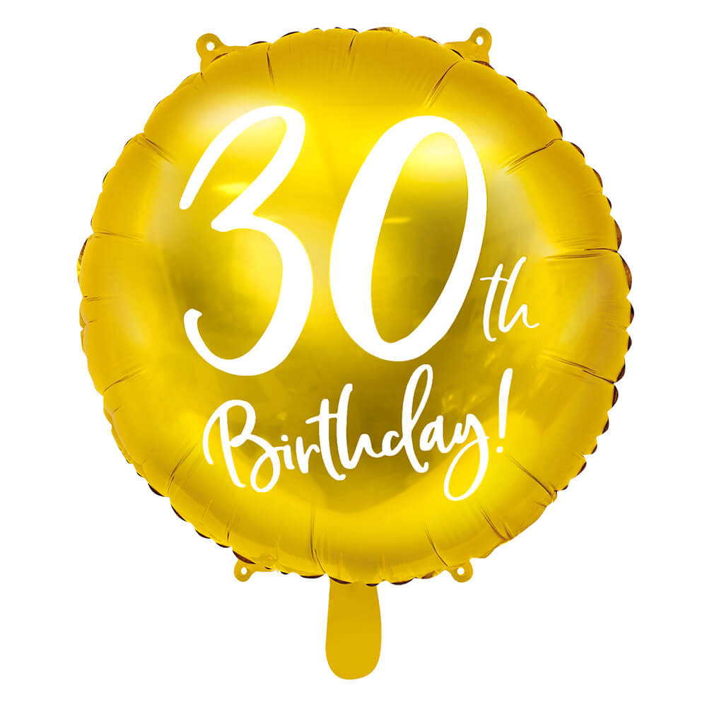 Folienballon 30th Birthday Gold, 45 cm