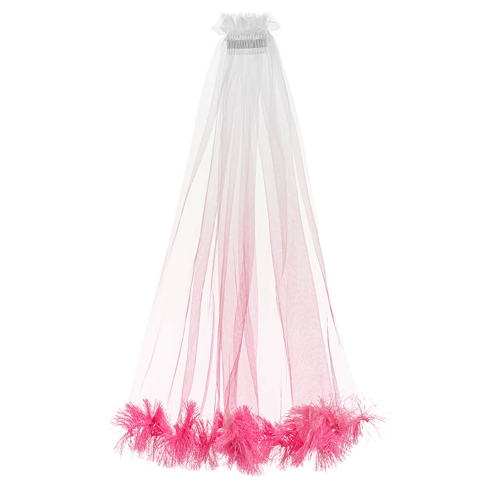 Fransenschleier, rosa, 69cm
