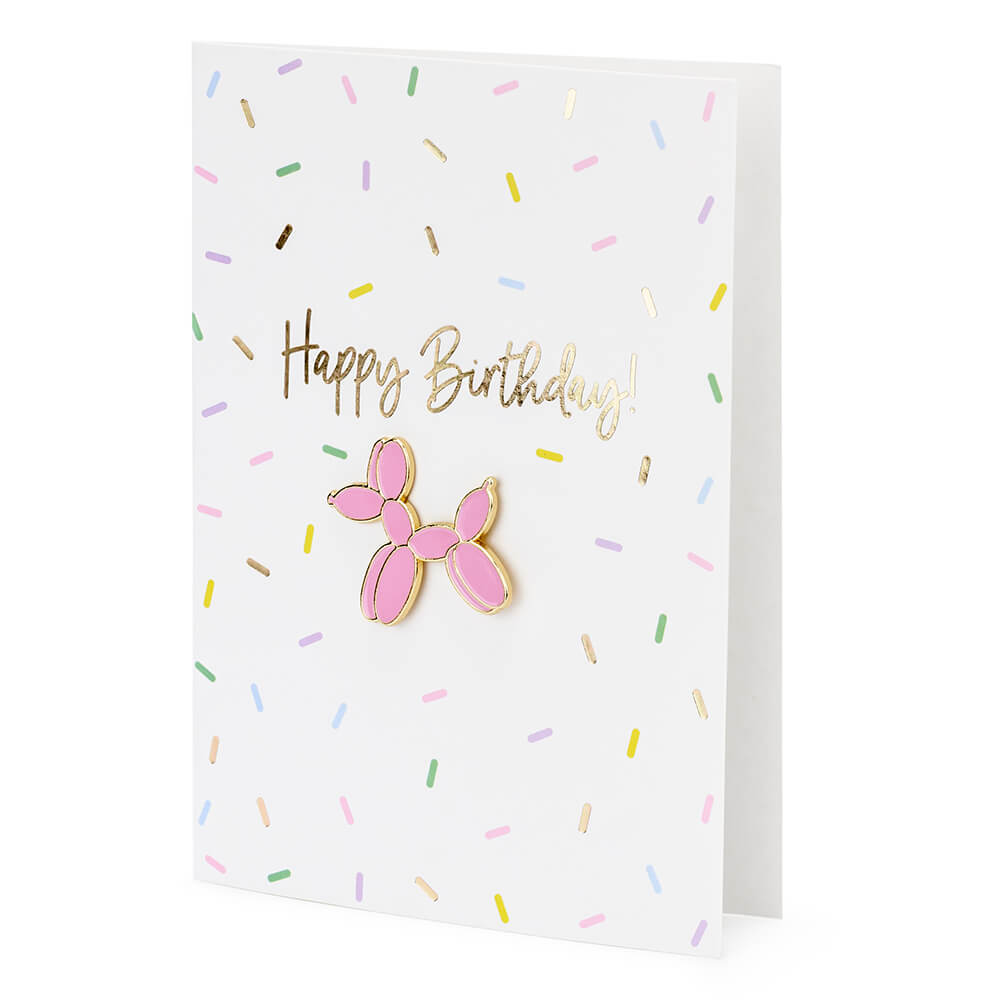Karte Happy Birthday mit Anstecker Dog