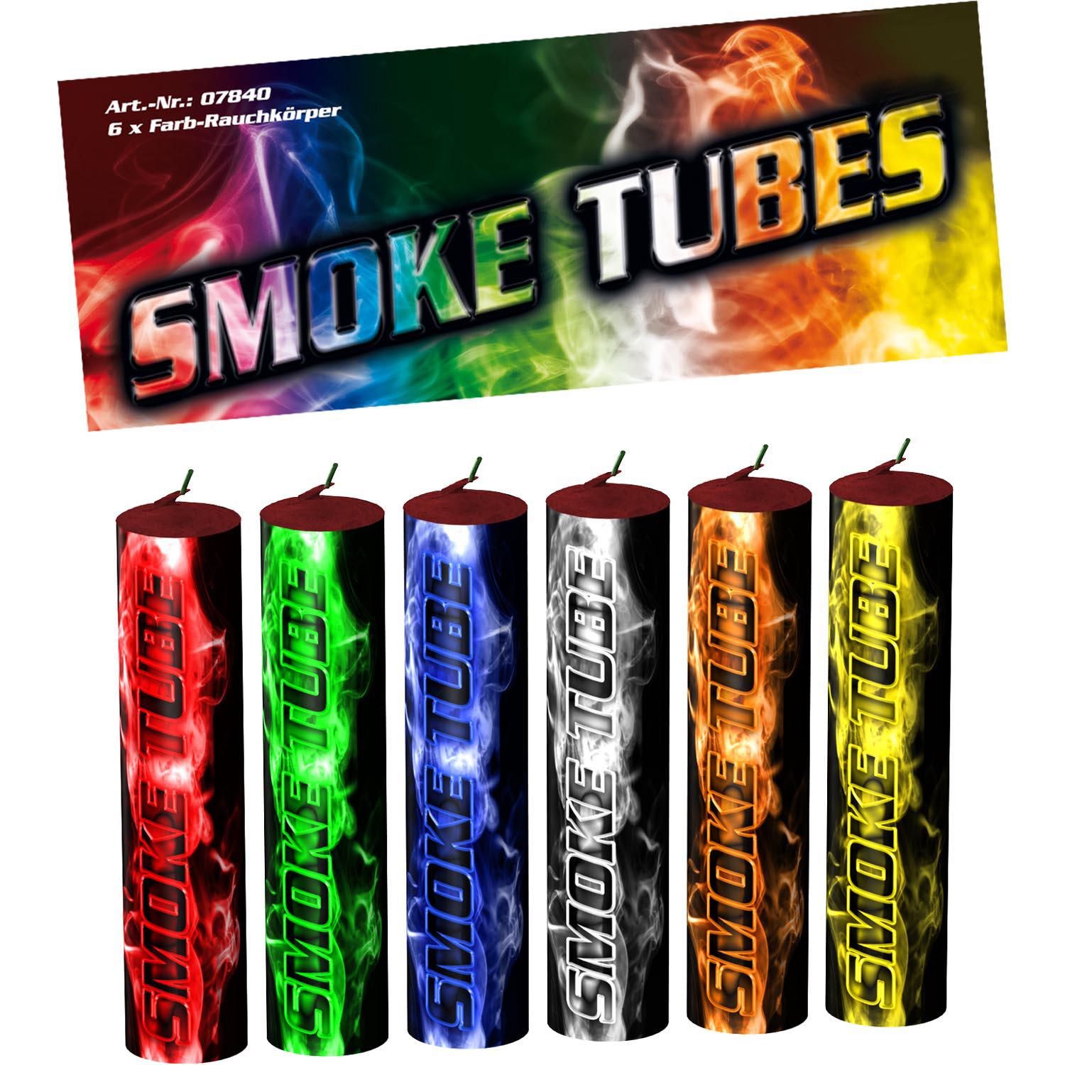 Smoke Tubes/ Rauchfackeln 6er Beutel Farbmix