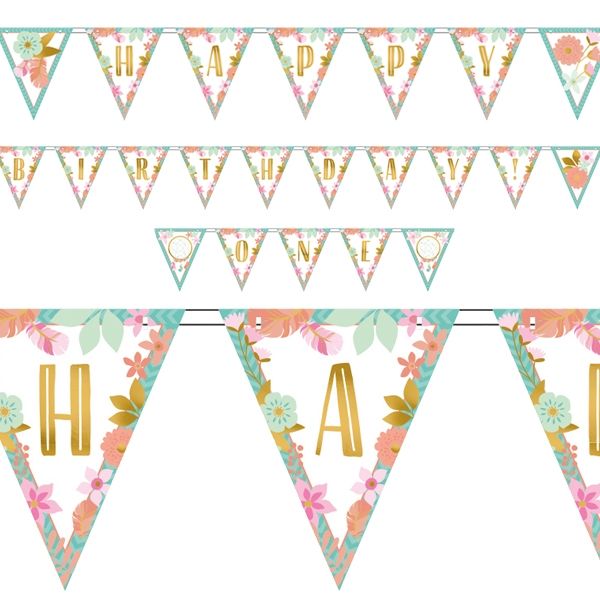 Wimpelgirlande Boho Birthday Girl L. 4.6 Meter