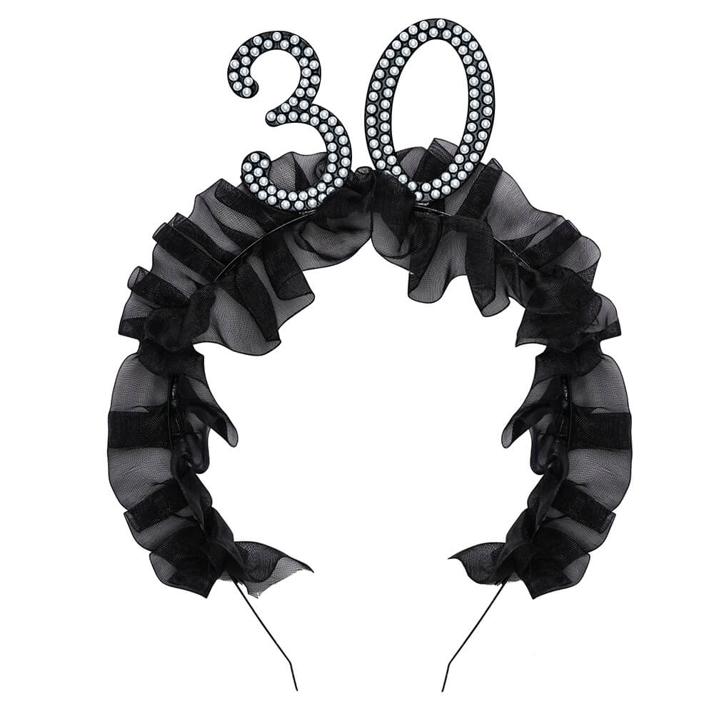 Stirnband ''30'' mit Rüschen und Perlen Kopie