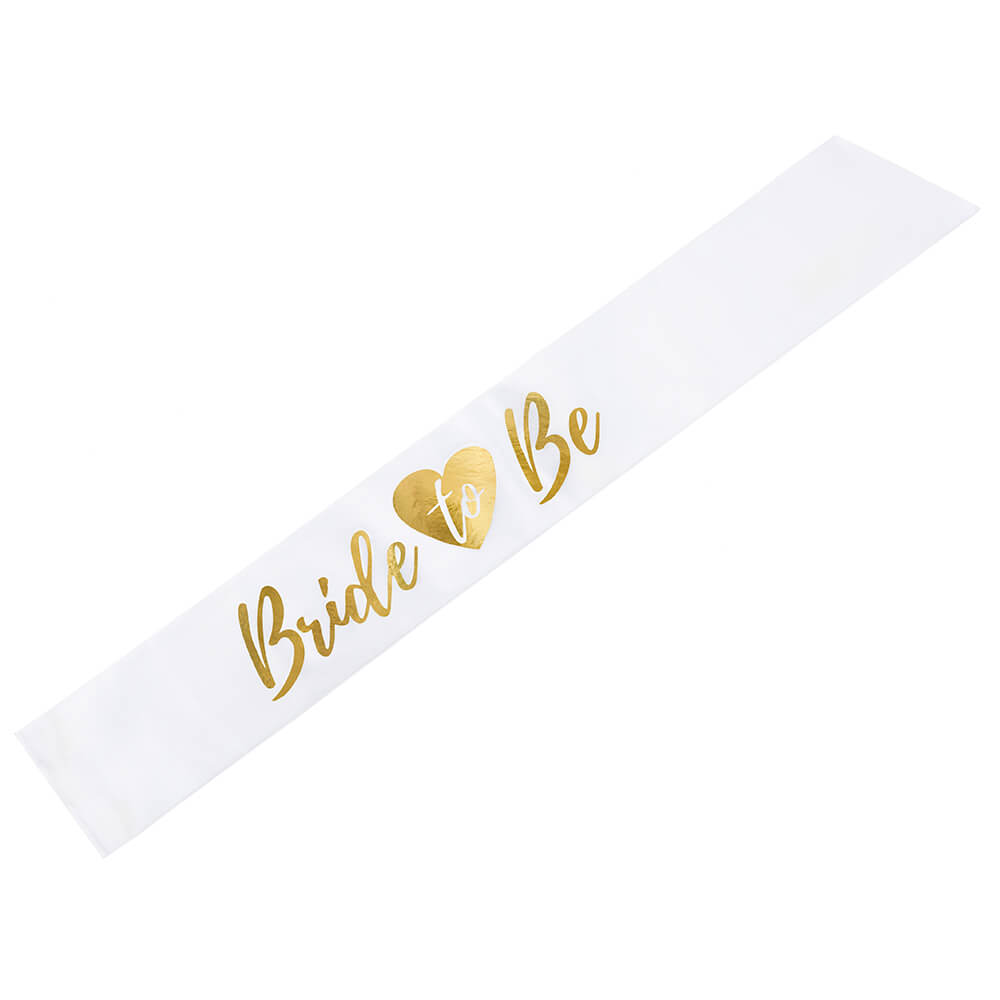 Schärpe Bride to Be, weiß und gold, 75cm