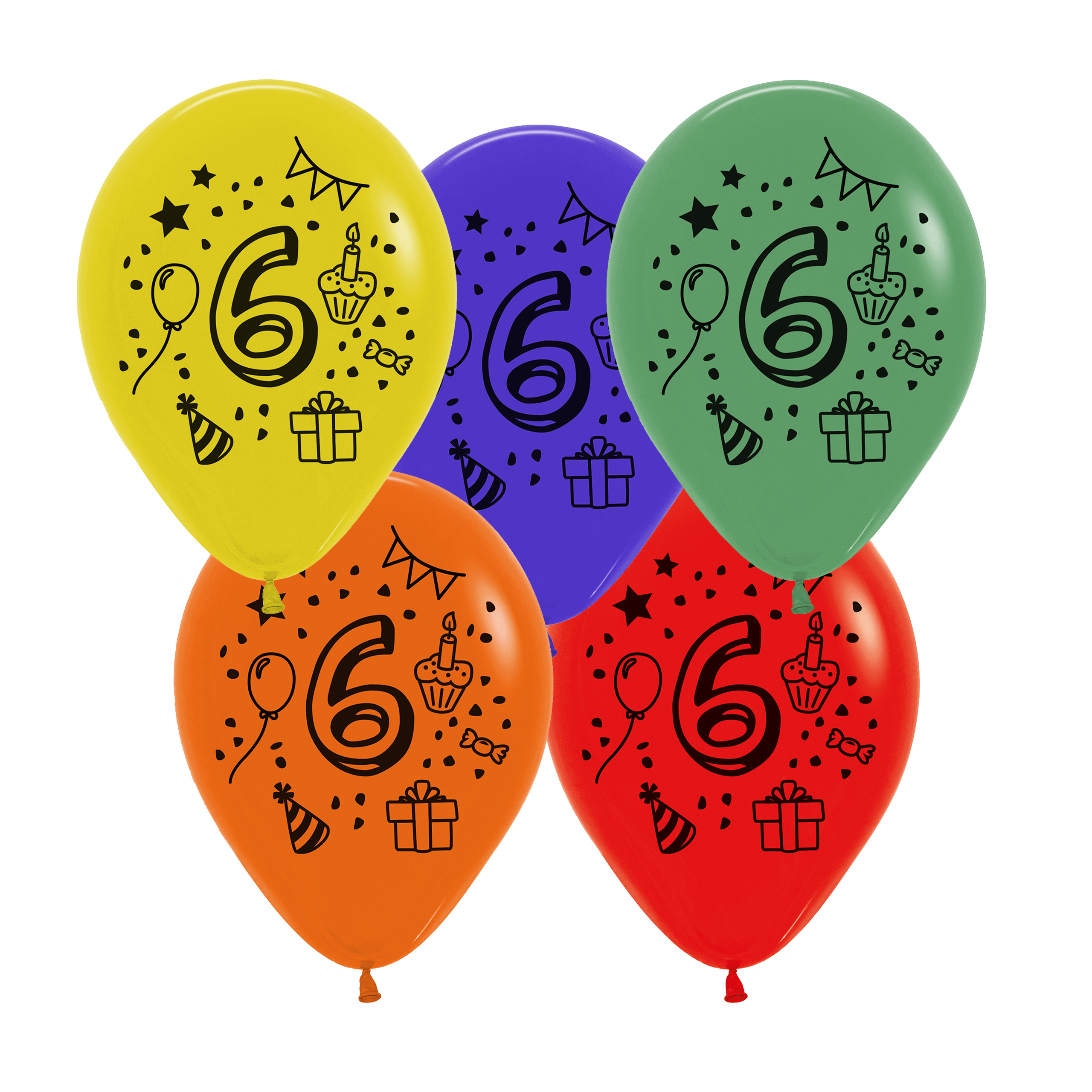 SP1527_06ApFd3Am9OsuGI 7x Luftballon Zahl 6 bunt Ø 30 cm