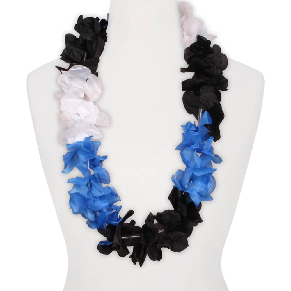Blumenkette Schwarz, Weiß, Blau Länge: ca. 100 cm
