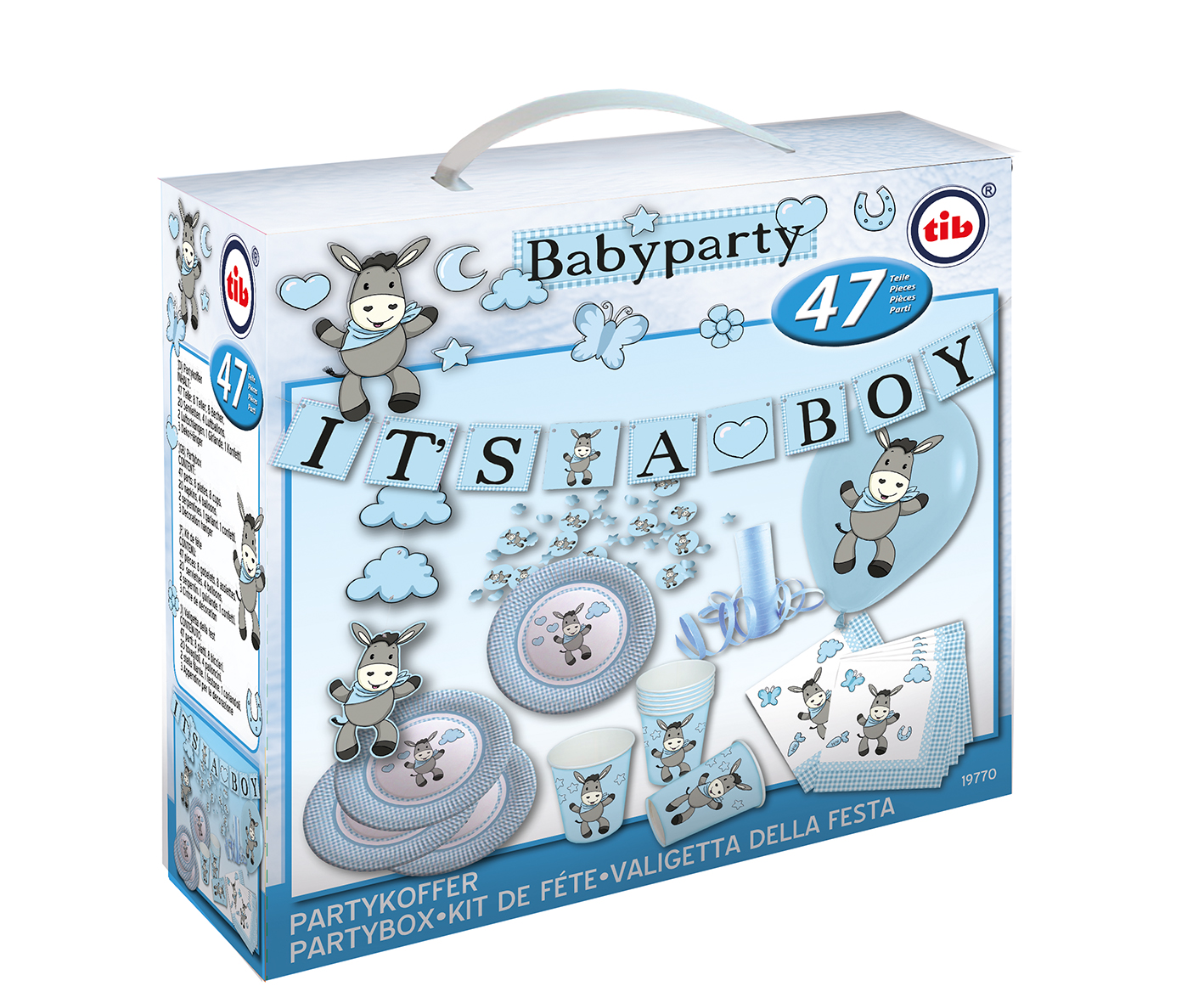 Partyset Esel blau 47 tlg. 8 Personen