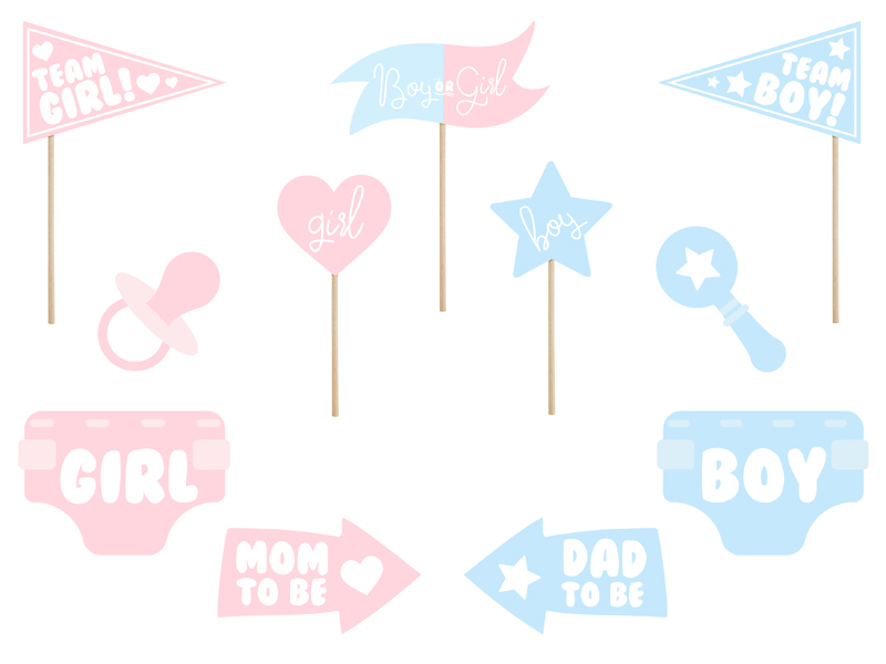 Foto Requisiten Gender Reveal Party 11er Set