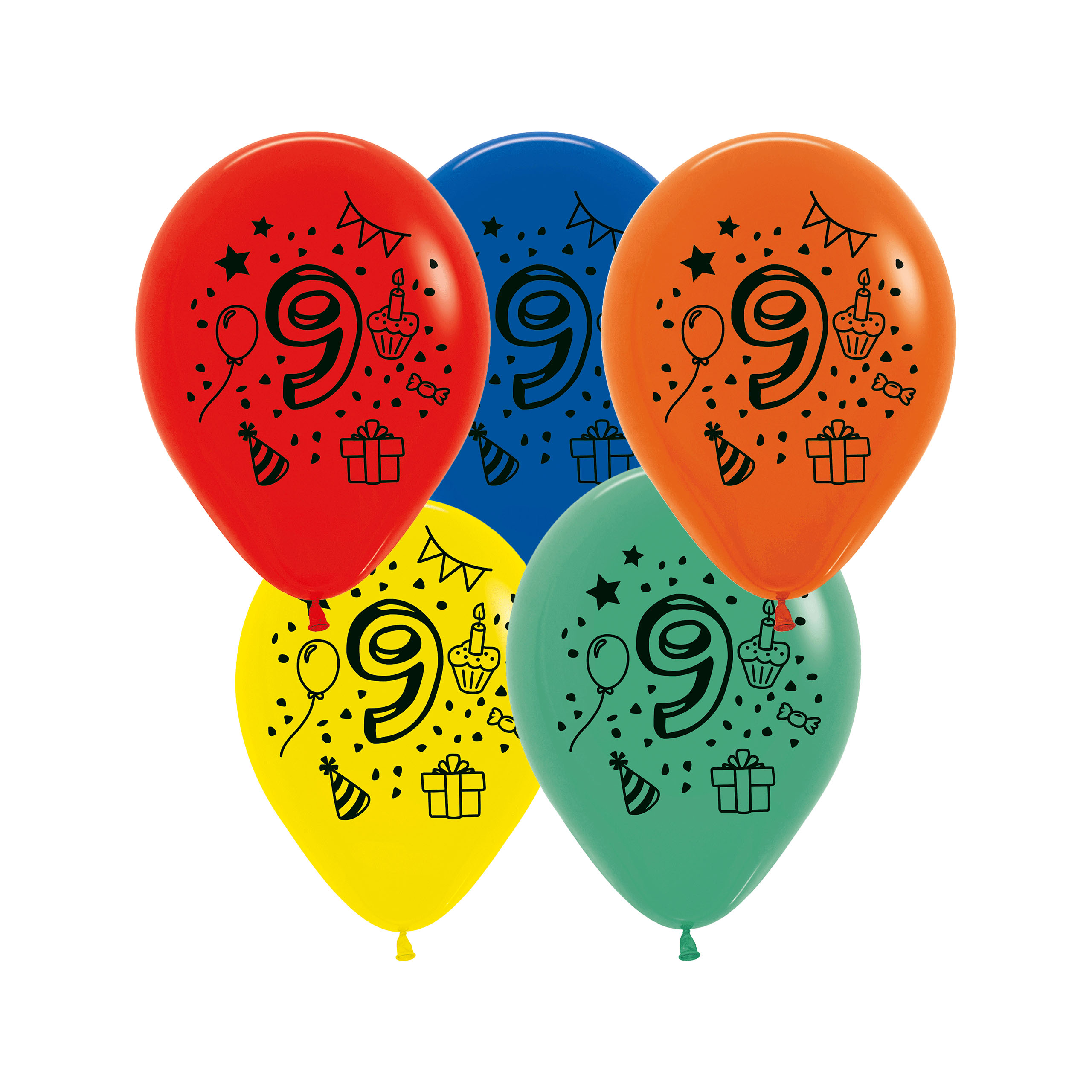 SP1530_01h8uKcHzTFq5no 7x Luftballon Zahl 9 bunt Ø 30 cm