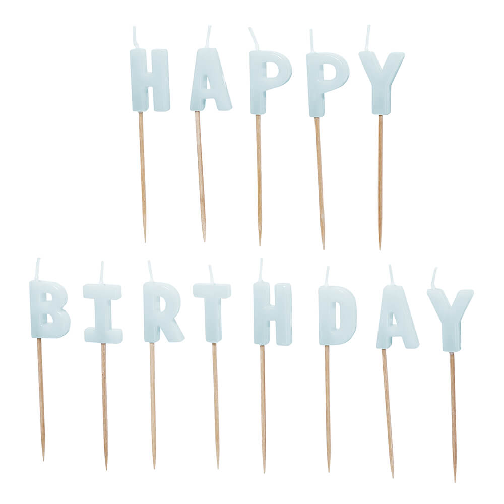 Geburtstagskerzen Happy Birthday Mix 2,5cm, Hellblau