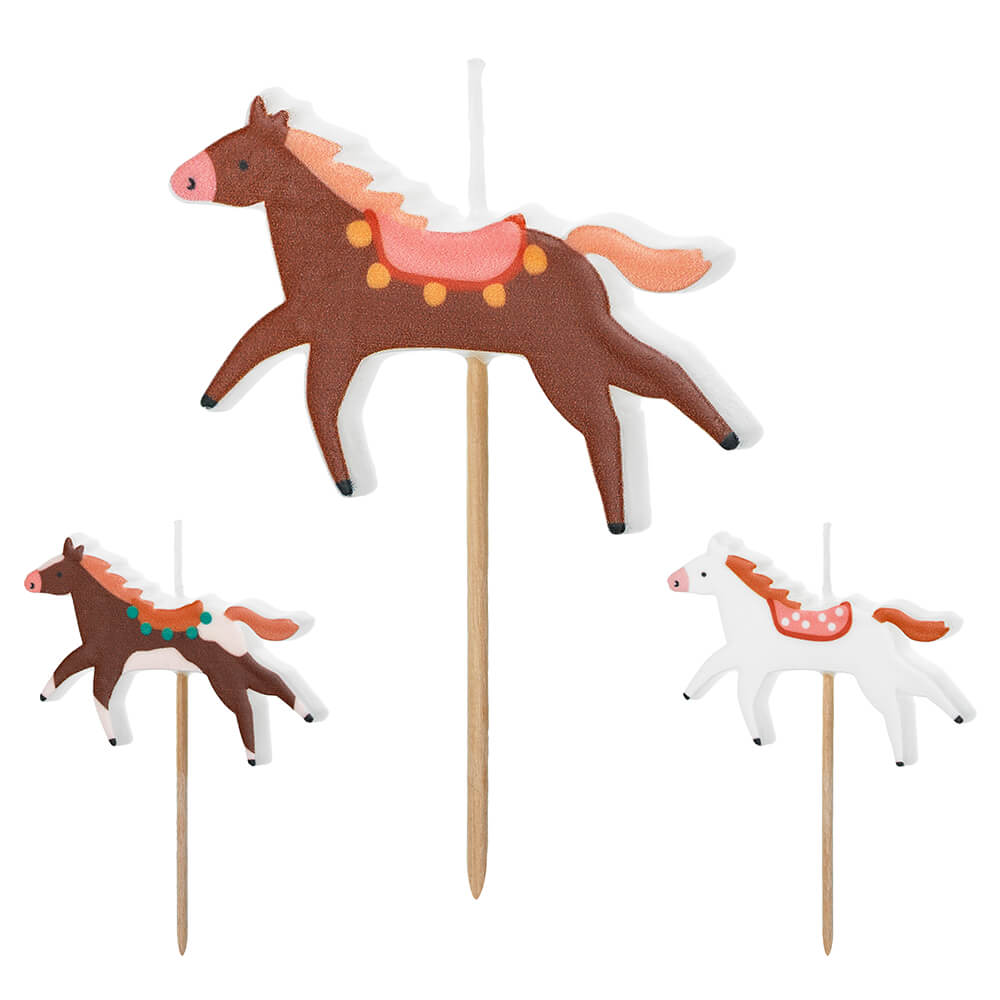 Geburtstagskerze Pferde 3er Set 5,8 x 4 cm