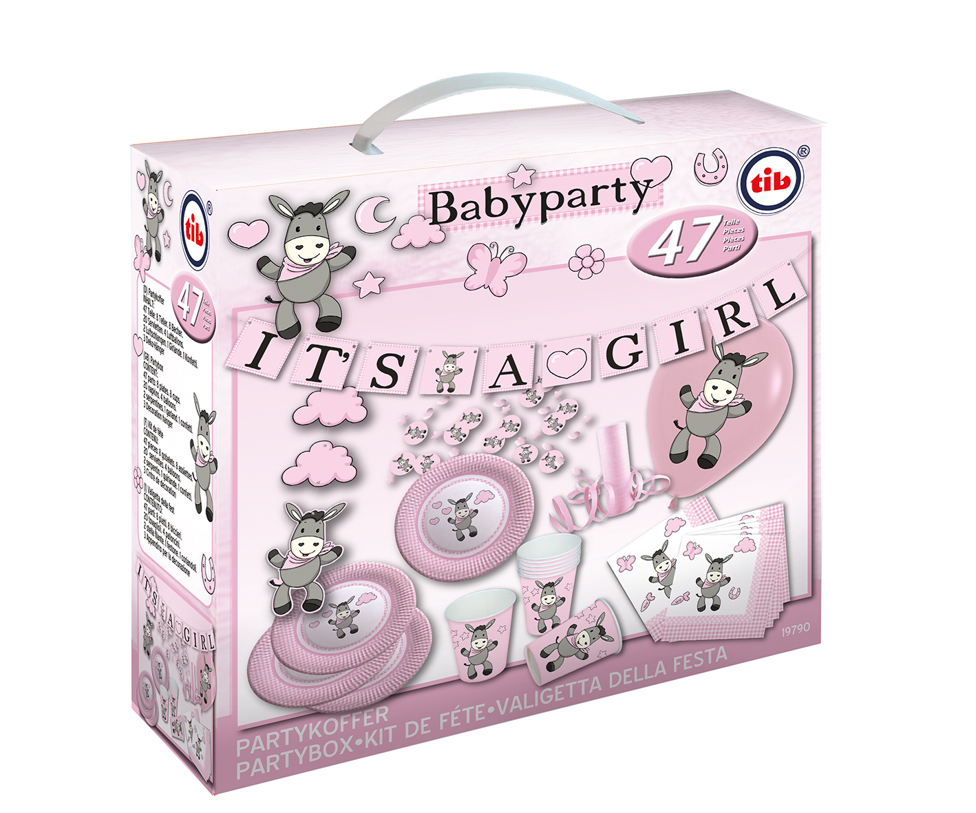 19790_1_ Partyset Esel rosa 47 tlg. 8 Personen