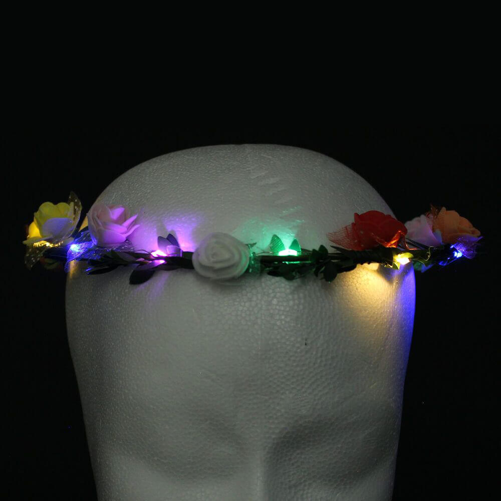 LED Haarband Haarkranz bunte Blumen LED Haarband Haarkranz bunte Blumen