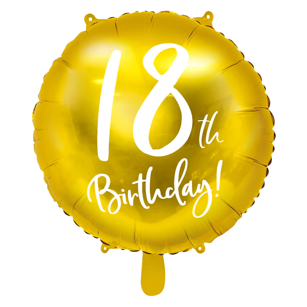 Folienballon 18th Birthday Gold, 45 cm