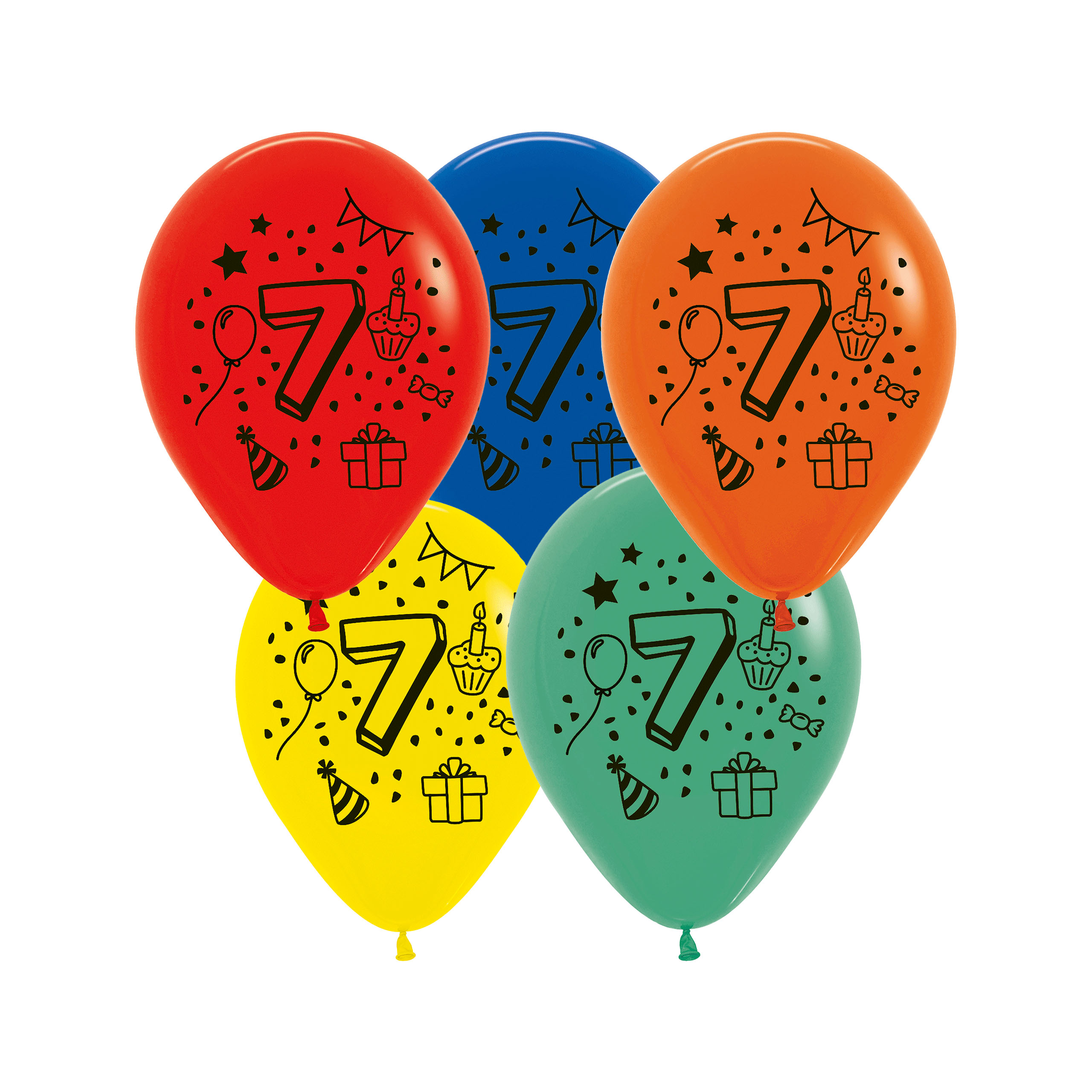 SP1528_01f8XKLWXORkZcx 7x Luftballon Zahl 7 bunt Ø 30 cm