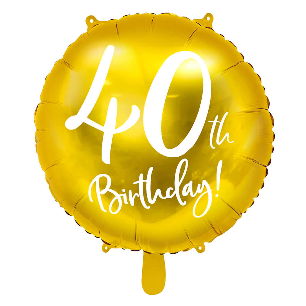 Folienballon 40th Birthday Gold, 45 cm