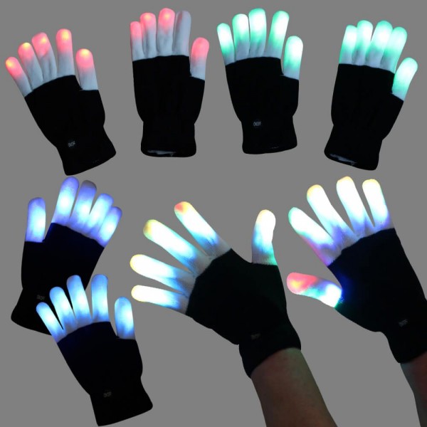 LED Handschuhe Schwarz / Weiß - paarweise, Leucht Give Aways, Give Aways